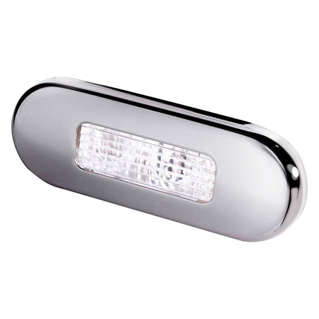 Hella Marine 0869 Surface Mount Oblong LED Courtesy Lamp, 12/24V DC, IP67, Polished 316 Stainless Steel Bezel, 84 mm Wide — Quality Boat Parts