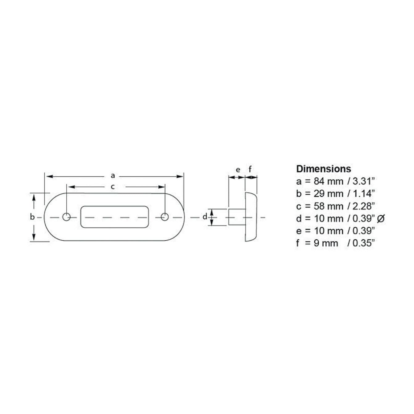 Hella Marine 0869 Surface Mount Oblong LED Courtesy Lamp, 12/24V DC, IP67, Polished 316 Stainless Steel Bezel, 84 mm Wide — Quality Boat Parts