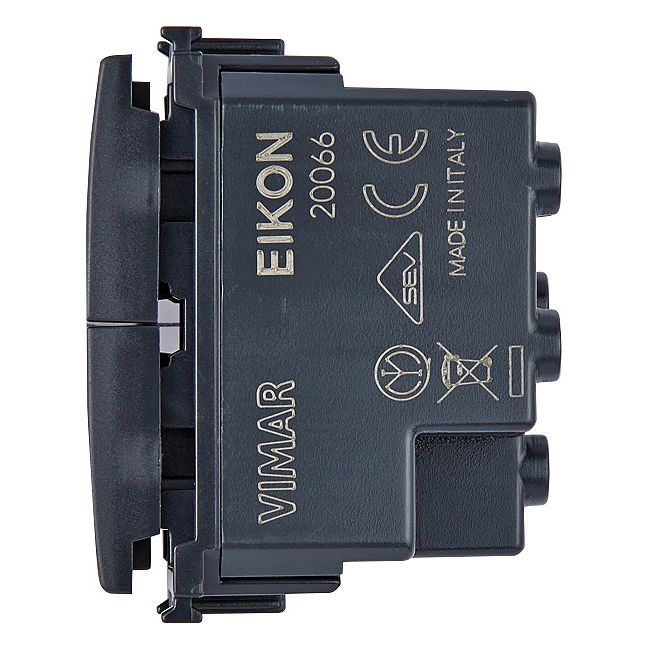 Vimar Eikon Independent Double Push Button Switch, 1P NO + 1P NO, 10A 250V, IP40, Flush-Mount, Halogen-Free Thermoplastic, 22.3 x 49 x 39 mm — Quality Boat Parts