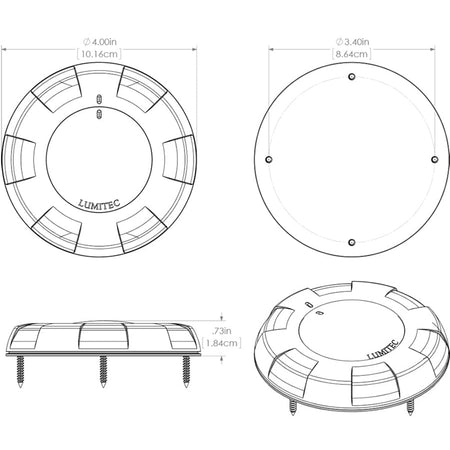 Lumitec Aurora Surface Mount LED Dome Light, 10-30V, IP67, Dimmable, 4in Diameter, 0.73in Depth, Ignition Protected — Quality Boat Parts