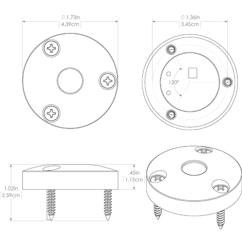Lumitec Anywhere LED Utility Light, Surface Mount, 10-30VDC, IP67, 4W, Brushed Aluminum Housing, 1.73in Dia, 0.45in Depth — Quality Boat Parts