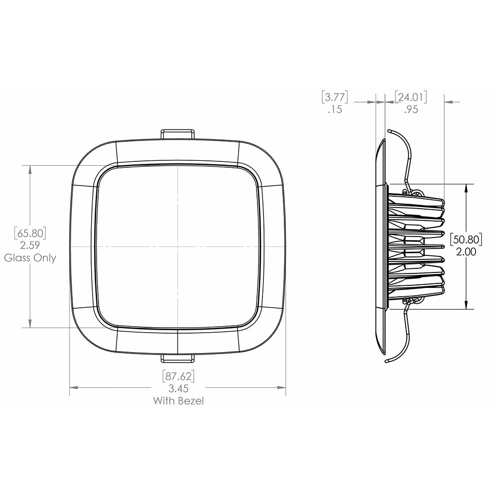 Lumitec Square Mirage LED Down Light, 10-30V, IP67, 2 in Cutout, Flush Mount — Quality Boat Parts