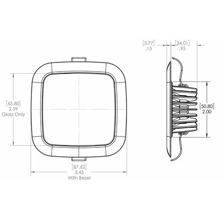 Lumitec Square Mirage LED Down Light, 10-30V, IP67, 2 in Cutout, Flush Mount — Quality Boat Parts