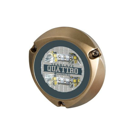 Lumitec SeaBlaze Quattro LED Underwater Light, 10-30V DC, IP68, 2000+ Lumens, Bronze Housing, Surface Mount — Quality Boat Parts