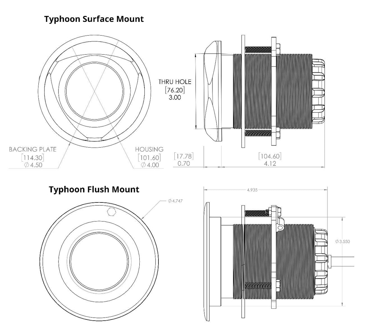 Lumitec SeaBlaze Typhoon Through-Hull Underwater LED Light, Bronze Housing, 10-30V DC, IP68, 10,000+ Lumens — Quality Boat Parts