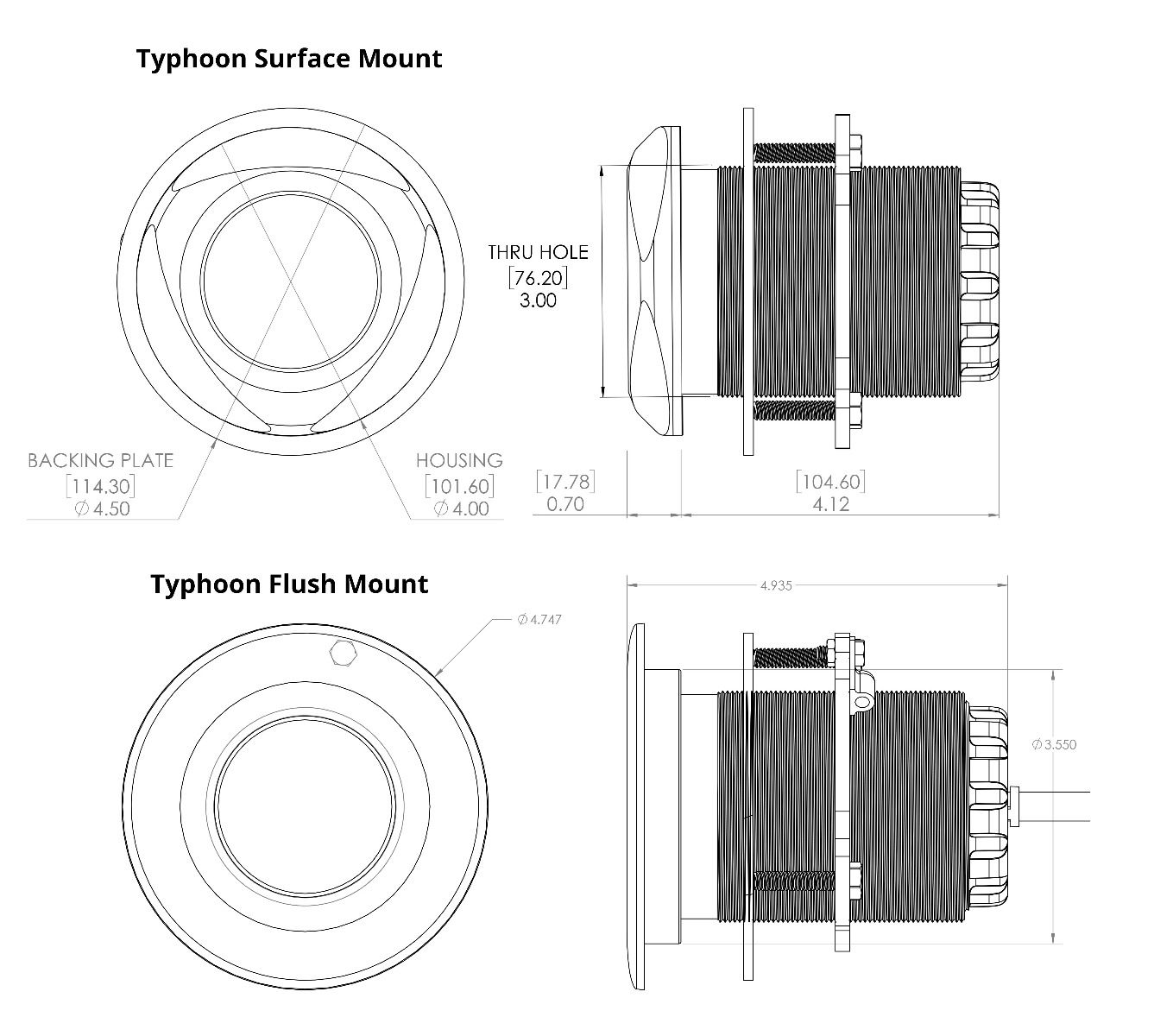 Lumitec SeaBlaze Typhoon Through-Hull Underwater LED Light, Bronze Housing, 10-30V DC, IP68, 10,000+ Lumens — Quality Boat Parts