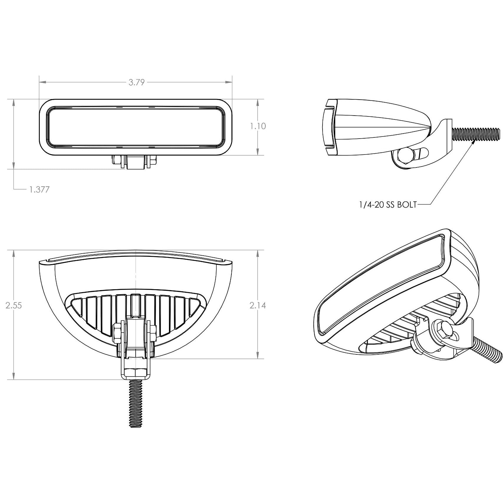 Lumitec Caprera3 Bracket-Mount LED Flood Light, 10-30V, 1200 lm — Quality Boat Parts