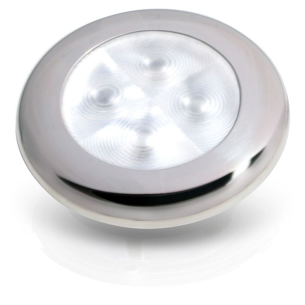 Hella Marine Slim Line Round LED Courtesy Lamp, IP67, 3in OD, 2in Cutout, 0.5in Mounting Depth — Quality Boat Parts