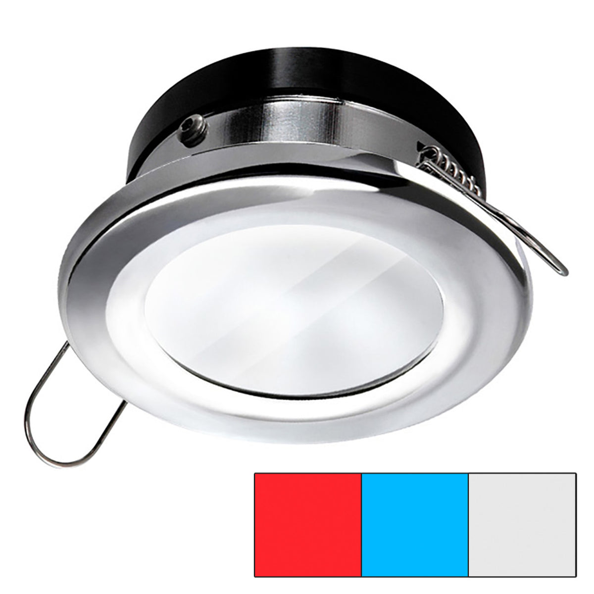 i2Systems Apeiron A1120 Tri-Light LED Downlight, Round Bezel, Spring Mount, 9-30VDC, 1.5W, IP67, 120 Degree Beam — Quality Boat Parts