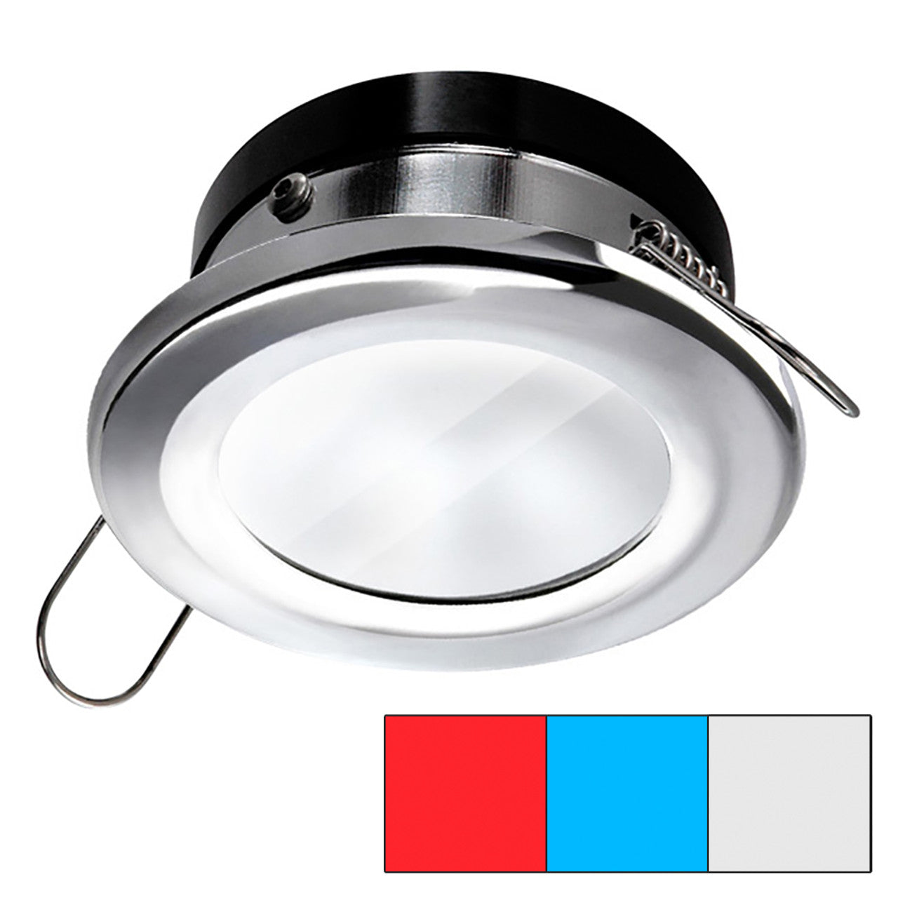 i2Systems Apeiron A1120 Tri-Light LED Downlight, Round Bezel, Spring Mount, 9-30VDC, 1.5W, IP67, 120 Degree Beam — Quality Boat Parts