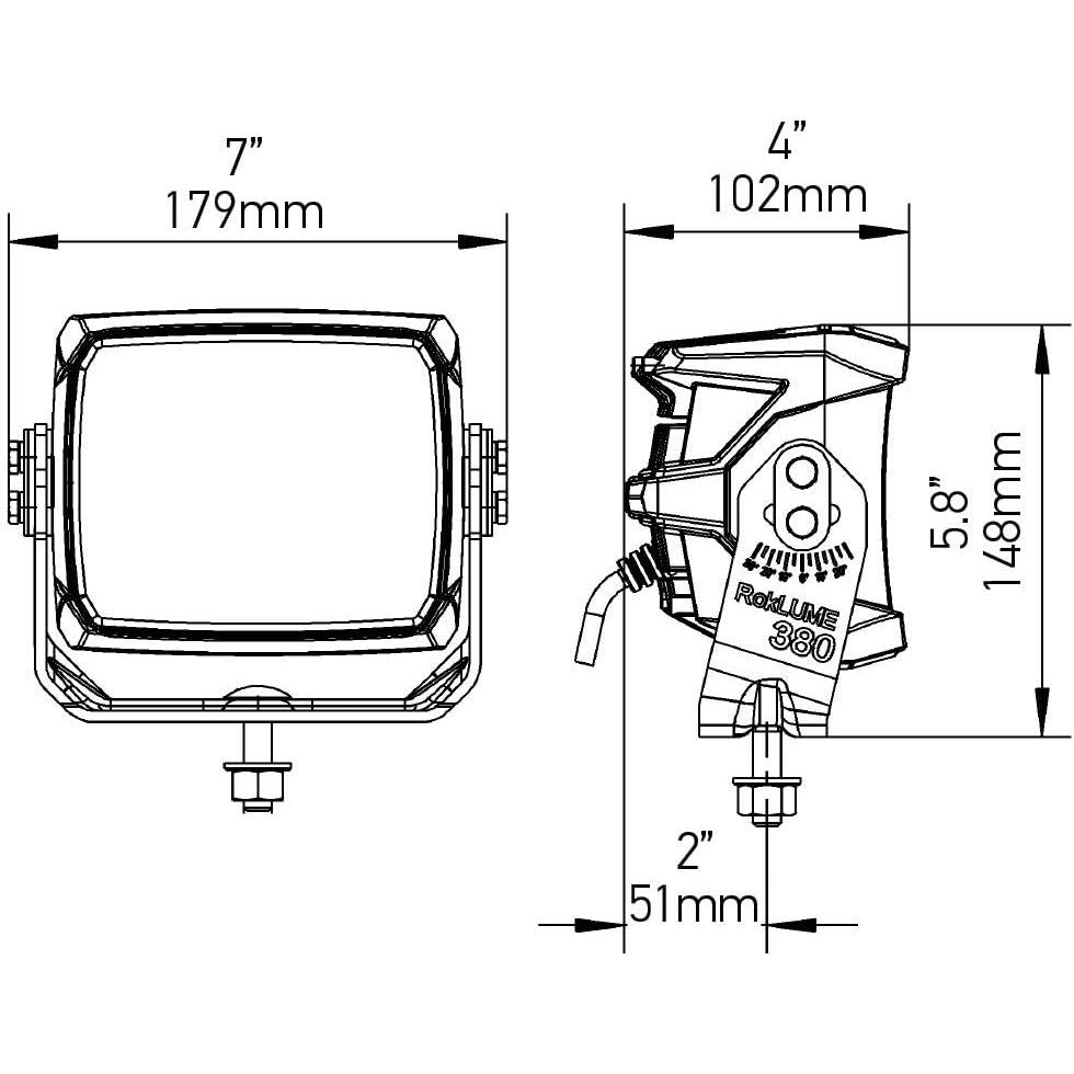 Hella Marine RokLUME 380N LED Floodlight, 20-32V, 7500 lm, IP6K8/IP6K9K, 5000K, 84W — Quality Boat Parts