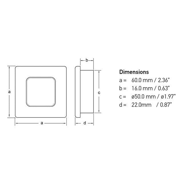 Hella Marine Slim Line Square LED Courtesy Lamp, Red Light, IP67, 60mm Square, 16mm Depth — Quality Boat Parts