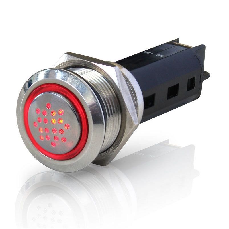Hella Marine Buzzer With LED Ring, 304 Stainless Steel, Red LED Ring, Through-Panel Mount, 19mm Panel Cutout, 5A, For 1-10mm Panels — Quality Boat Parts
