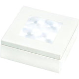 Hella Marine Slim Line Square LED Courtesy Lamp, White Light, White Plastic Rim, 60mm, IP67, Pre-Wired 120mm Cable — Quality Boat Parts
