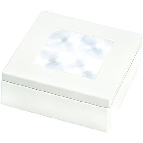 Hella Marine Slim Line Square LED Courtesy Lamp, White Light, White Plastic Rim, 60mm, IP67, Pre-Wired 120mm Cable — Quality Boat Parts