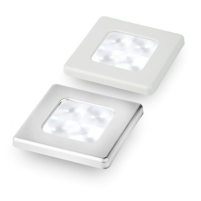 Hella Marine Slim Line Square LED Courtesy Lamp, White Light, Chrome-Plated Rim, IP67, <0.5W, 120mm Pre-Wired Cable, Surface Mount Ring with Stainless Screws — Quality Boat Parts