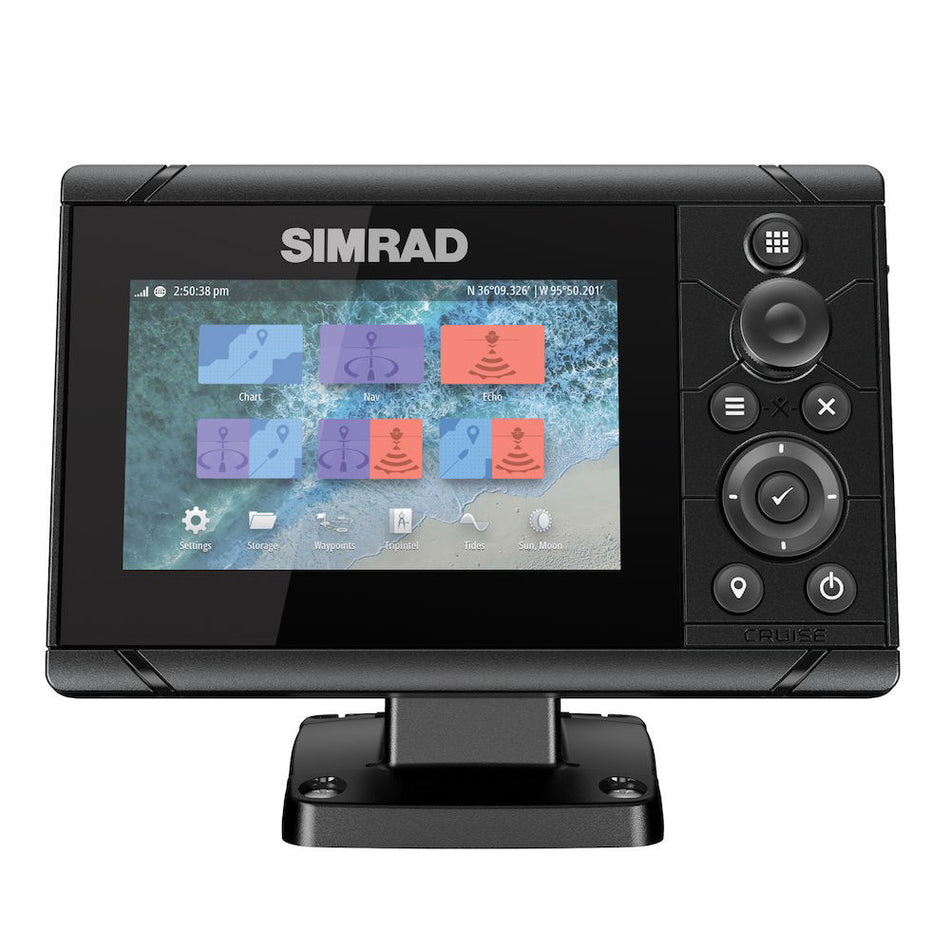 Simrad Cruise Chartplotter/Fishfinder Combo, C-MAP US Coastal Charts, 83/200 kHz Transom Mount Transducer — Quality Boat Parts