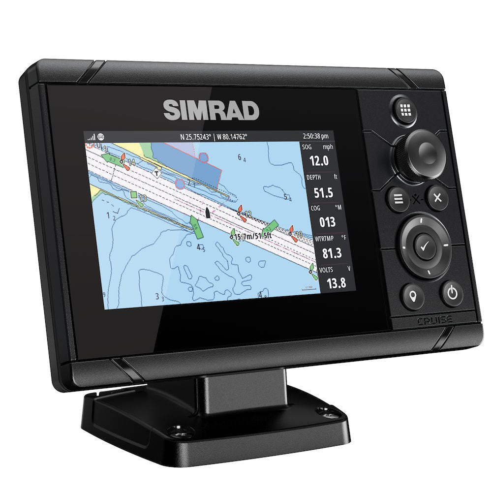 Simrad Cruise Chartplotter/Fishfinder Combo, C-MAP US Coastal Charts, 83/200 kHz Transom Mount Transducer — Quality Boat Parts