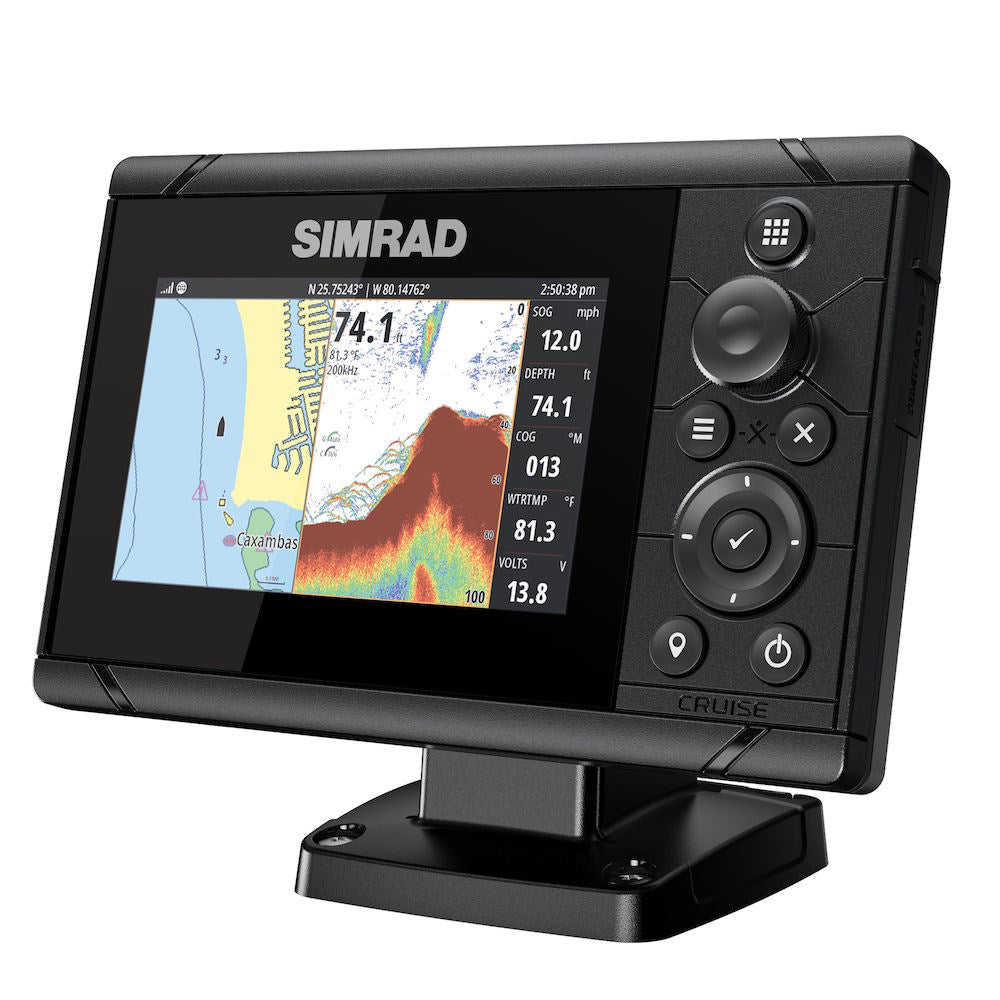 Simrad Cruise Chartplotter/Fishfinder Combo, C-MAP US Coastal Charts, 83/200 kHz Transom Mount Transducer — Quality Boat Parts