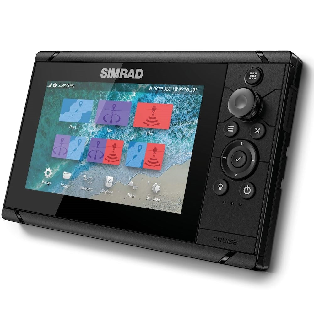 Simrad Cruise Chartplotter/Fishfinder Combo, C-MAP US Coastal Charts, 83/200 kHz Transom Mount Transducer — Quality Boat Parts