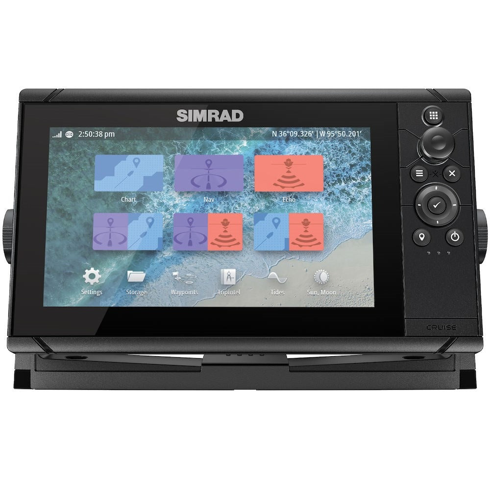 Simrad Cruise Chartplotter/Fishfinder Combo, C-MAP US Coastal Charts, 83/200 kHz Transom Mount Transducer — Quality Boat Parts
