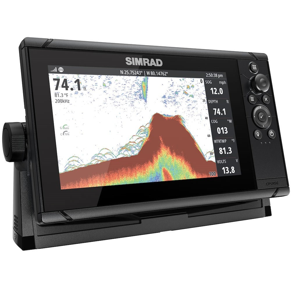 Simrad Cruise Chartplotter/Fishfinder Combo, C-MAP US Coastal Charts, 83/200 kHz Transom Mount Transducer — Quality Boat Parts
