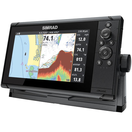 Simrad Cruise Chartplotter/Fishfinder Combo, C-MAP US Coastal Charts, 83/200 kHz Transom Mount Transducer — Quality Boat Parts