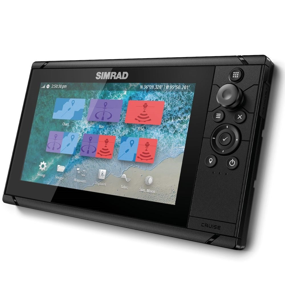 Simrad Cruise Chartplotter/Fishfinder Combo, C-MAP US Coastal Charts, 83/200 kHz Transom Mount Transducer — Quality Boat Parts