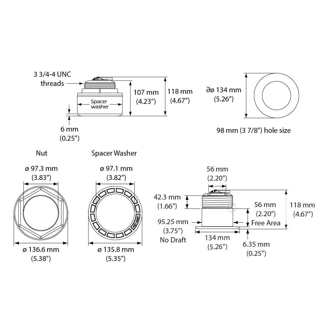Simrad SS175M CHIRP Thru-Hull Transducer, 85–135 kHz Medium, Stainless Steel, Depth/Temperature Sensor, Tilted Element — Quality Boat Parts