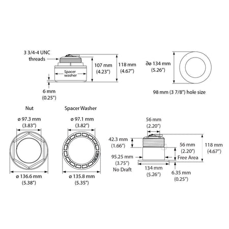 Simrad SS175M CHIRP Thru-Hull Transducer, 85–135 kHz Medium, Stainless Steel, Depth/Temperature Sensor, Tilted Element — Quality Boat Parts