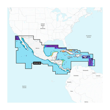 Garmin Navionics Inland and Coastal Marine Chart, For Garmin Chartplotters, Central America & Caribbean Coverage, 1-Year Subscription, Daily Updates via ActiveCaptain, Auto Guidance+, Depth Range Shading — Quality Boat Parts
