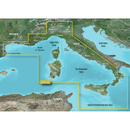 Garmin BlueChart Italy West Coast Coastal Chart, Auto Guidance — Quality Boat Parts