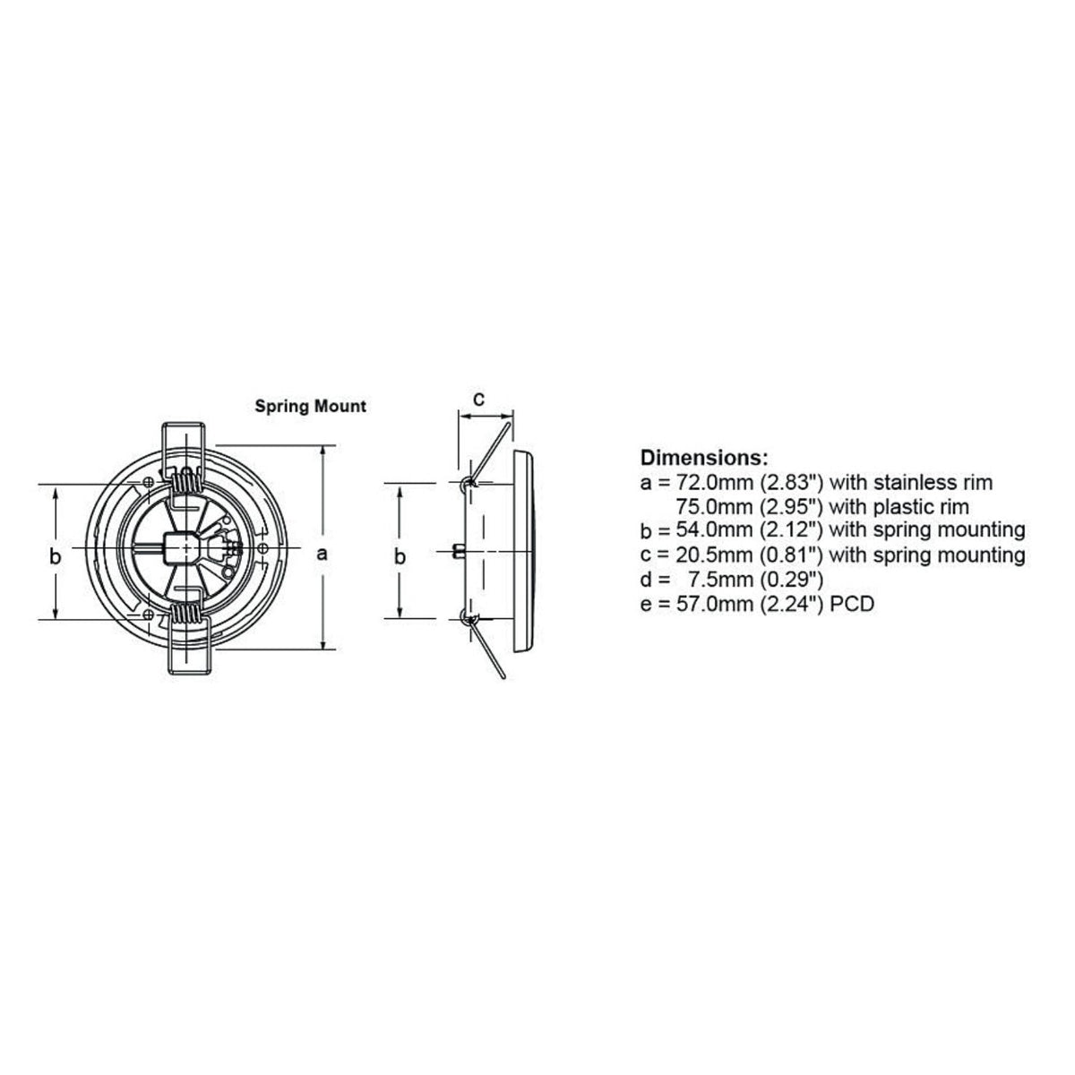 Hella Marine EuroLED 75 LED Downlights, IP6K7 & IP6K9K, 190 Lumens, 3W, PWM or Voltage Resistive Dimming — Quality Boat Parts