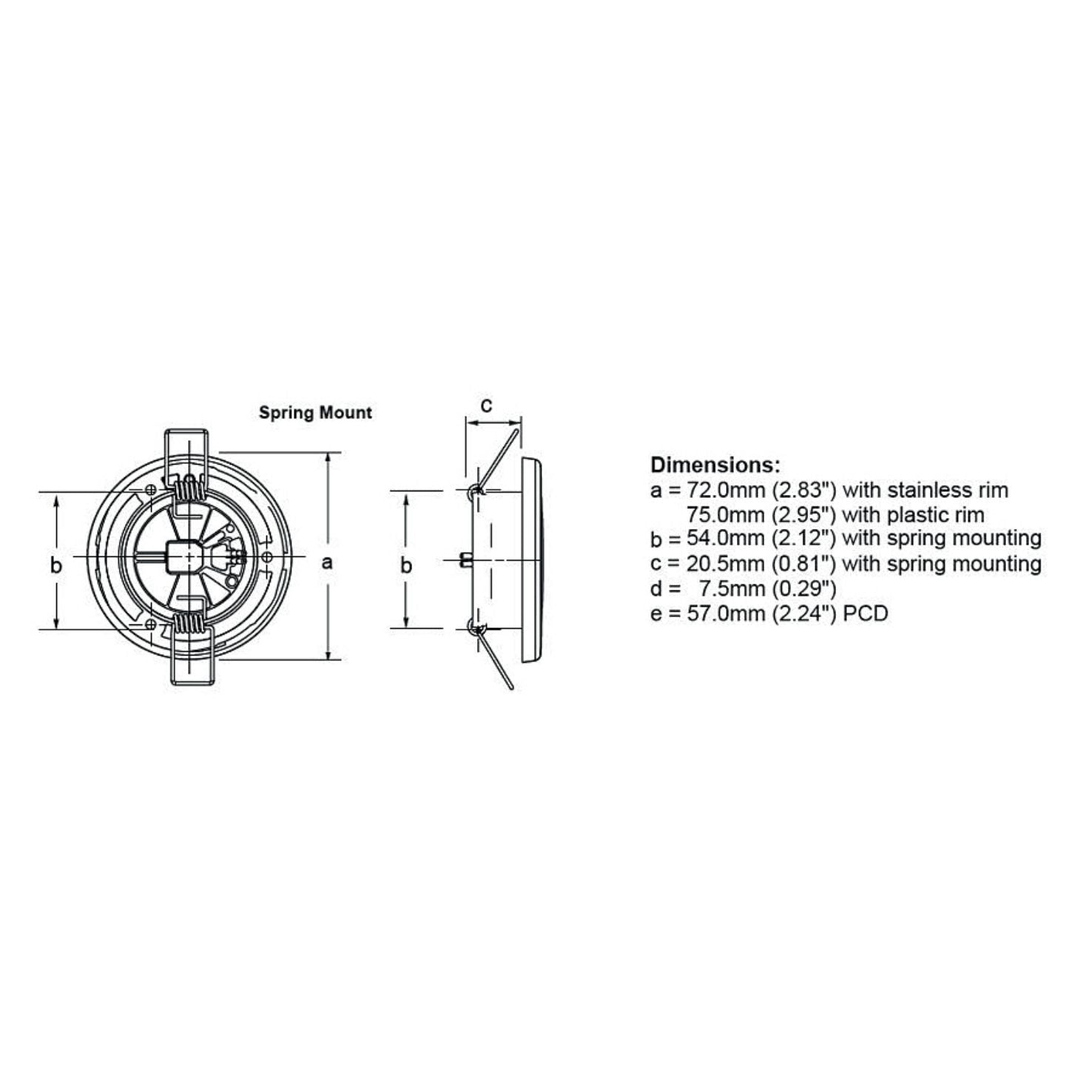 Hella Marine EuroLED 75 LED Downlights, IP6K7 & IP6K9K, 190 Lumens, 3W, PWM or Voltage Resistive Dimming — Quality Boat Parts