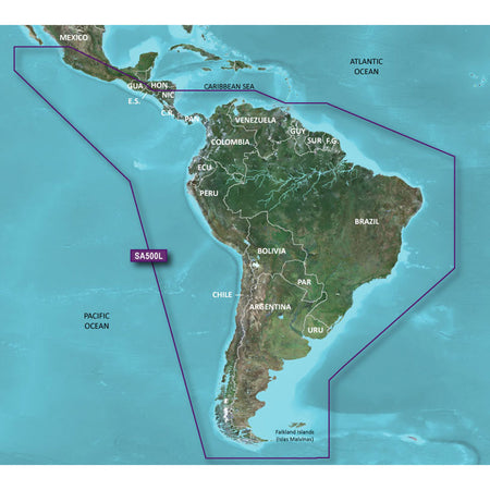 Garmin BlueChart g3 HXSA600X Coastal Charts, South America, Auto Guidance — Quality Boat Parts