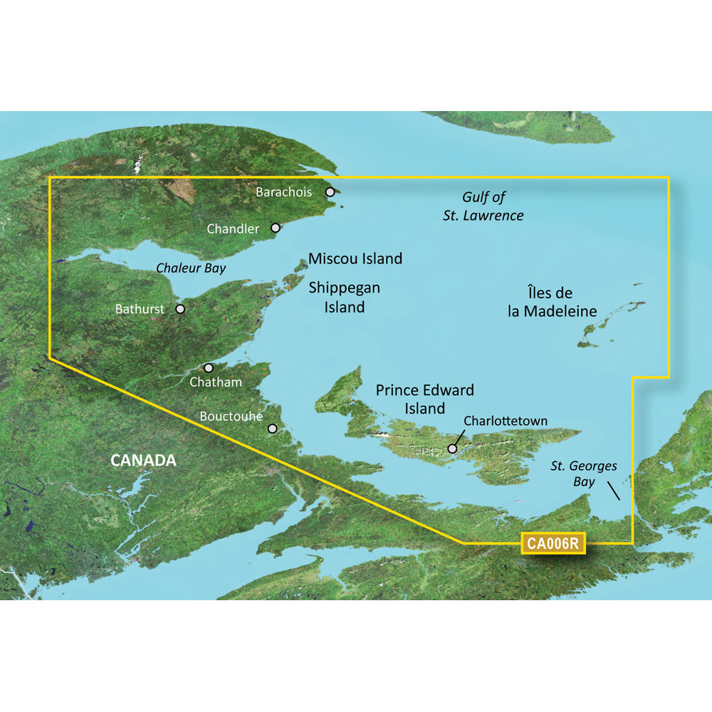 Garmin BlueChart g3 Vision HD VCA006R Marine Chart, Prince Edward Island to Chaleur Bay, Auto Guidance, 1 ft Contours, Satellite Imagery, FishEye and MarinerEye 3D Views — Quality Boat Parts