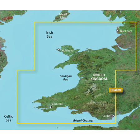 Garmin BlueChart g3 Vision HD Electronic Chart, VEU467S Blackpool to Cardiff, For Garmin Chartplotters, Auto Guidance, 1 ft Contours, Depth Range Shading, High-Resolution Satellite Imagery, Aerial Photography, FishEye View, MarinerEye View — Quality Boat Parts