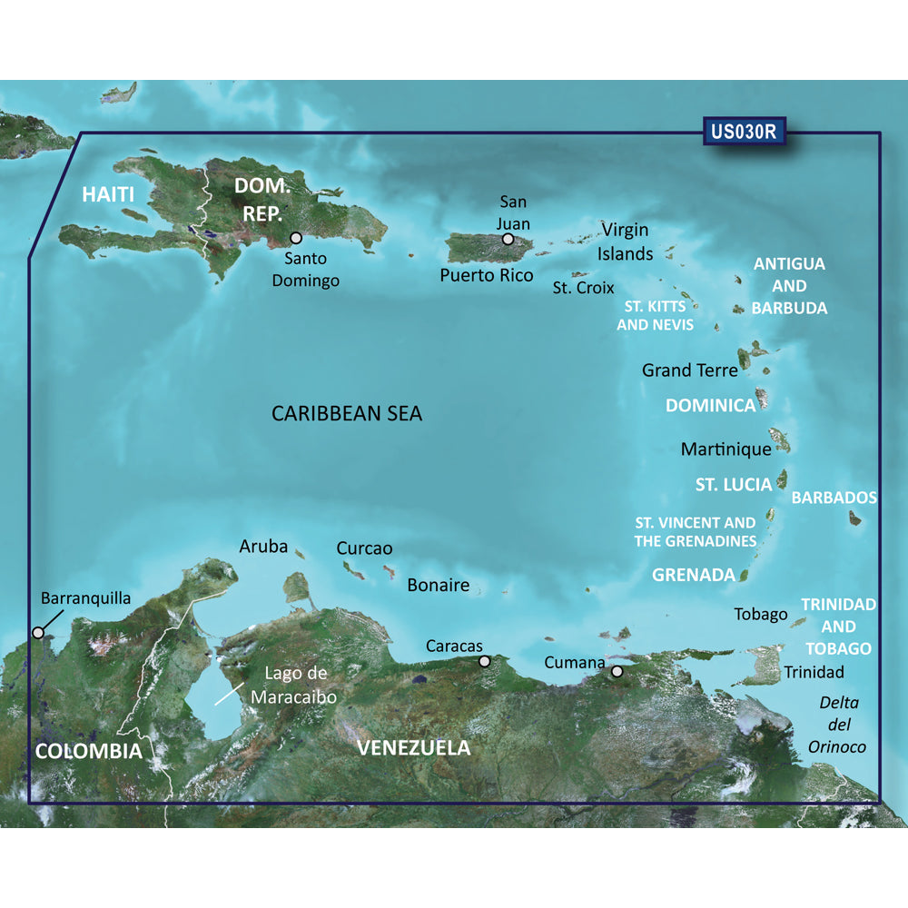 Garmin BlueChart Southeast Caribbean Coastal Chart, Up to 1 ft Contours — Quality Boat Parts
