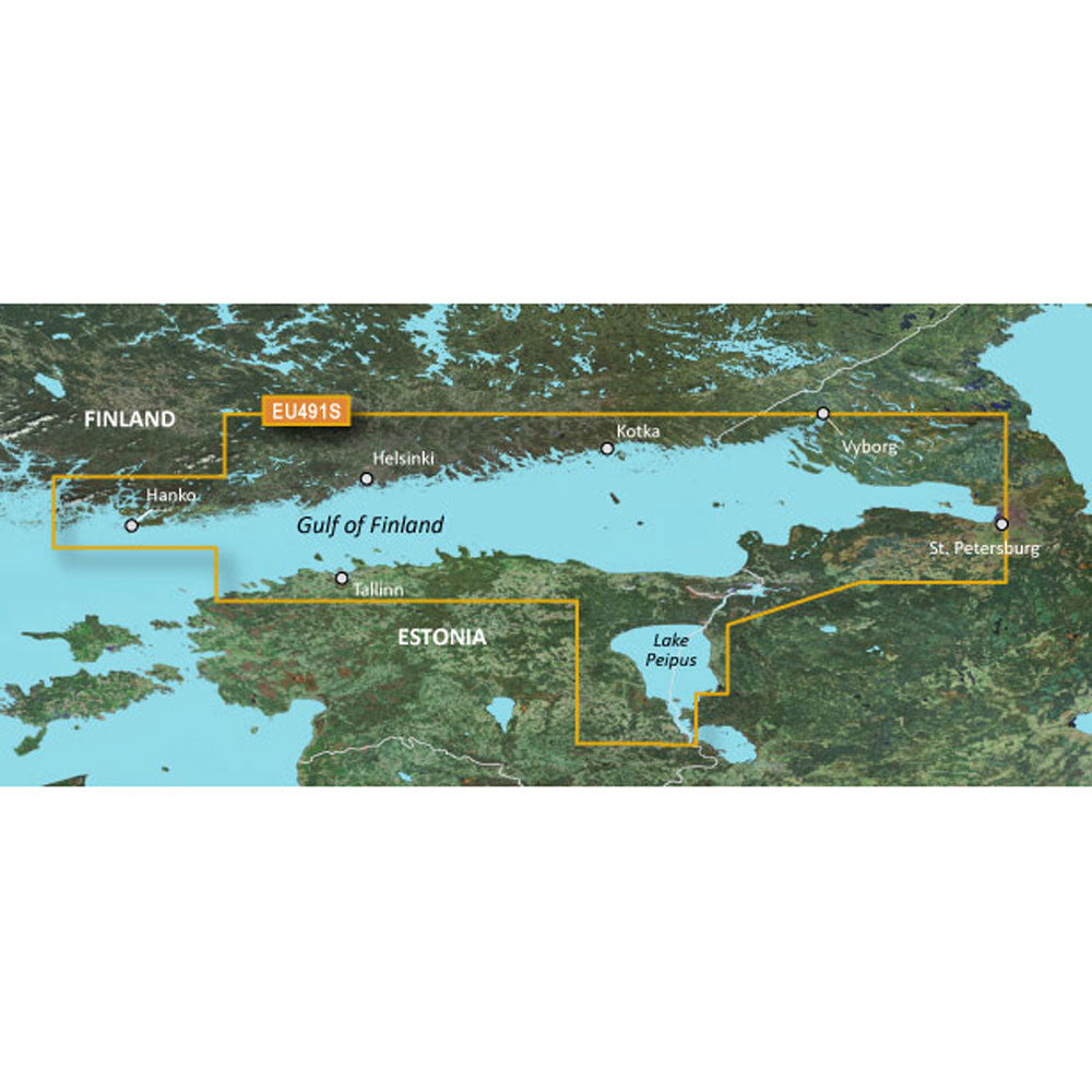 Garmin BlueChart g3 Vision HD VEU491S Electronic Chart, Gulf of Finland, Auto Guidance, Depth Range Shading, 1 ft Contours, Satellite Imagery — Quality Boat Parts