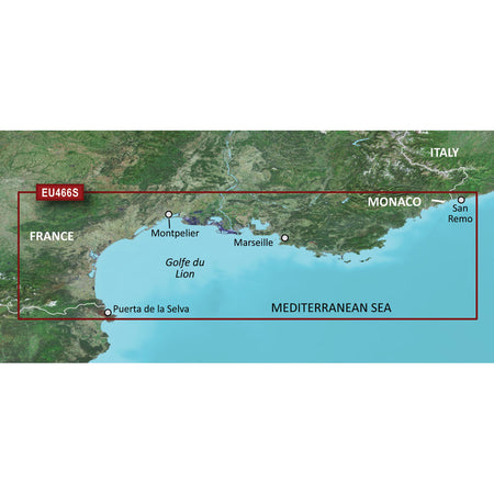 Garmin BlueChart g3 Vision HD Electronic Chart, VEU466S Golfe du Lion to San Remo, Auto Guidance, Depth Range Shading, Shallow Water Shading, 1 ft Contours, 3D Views, Aerial Photos — Quality Boat Parts
