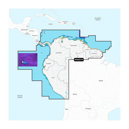 Garmin Navionics South America North Marine Chart, Inland and Coastal Coverage, One-Year Subscription, ActiveCaptain Daily Updates, Auto Guidance+ — Quality Boat Parts