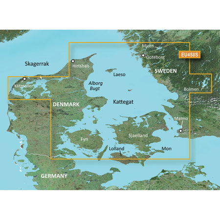 Garmin BlueChart g3 Vision HD Electronic Chart, VEU458S Göteborg to Fyn, Auto Guidance, Depth Range Shading Up to 10 Depth Ranges, 1 ft Contours, Shallow Water Shading — Quality Boat Parts