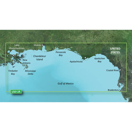 Garmin BlueChart g3 Vision HD VUS012R Coastal Chart, Tampa-New Orleans, Auto Guidance, 1 ft Contours — Quality Boat Parts