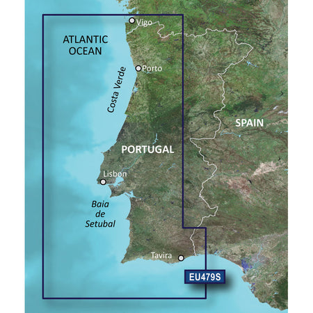 Garmin BlueChart g3 Vision HD VEU479S Electronic Chart, Portugal Coverage, Auto Guidance, 1 ft Contours, Satellite Imagery, 3D Views — Quality Boat Parts