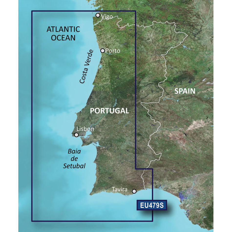 Garmin BlueChart g3 Vision HD VEU479S Electronic Chart, Portugal Coverage, Auto Guidance, 1 ft Contours, Satellite Imagery, 3D Views — Quality Boat Parts