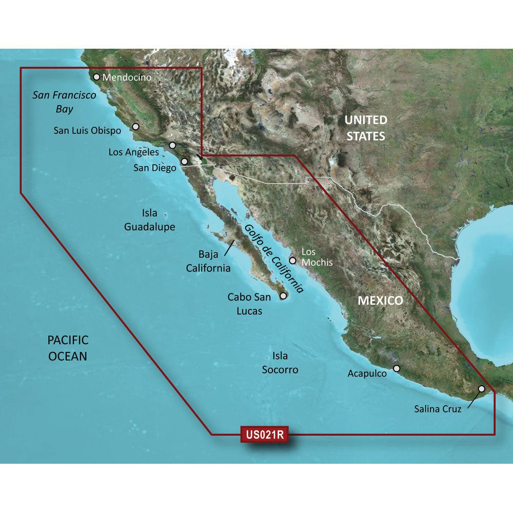 Garmin BlueChart Coastal Chart, California to Mexico, 1-Foot Contours, Depth Range Shading, Shallow Water Shading — Quality Boat Parts
