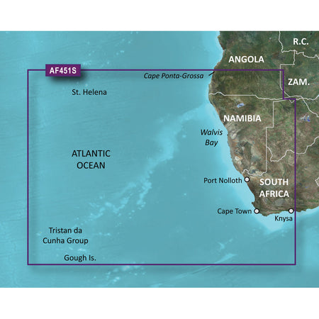 Garmin BlueChart g3 Vision HD Electronic Chart, VAF451S, Namibia to Knysna South Africa, Auto Guidance, 1 ft Contours, Depth Range Shading, 3D MarinerEye/FishEye, High-Resolution Satellite Imagery — Quality Boat Parts