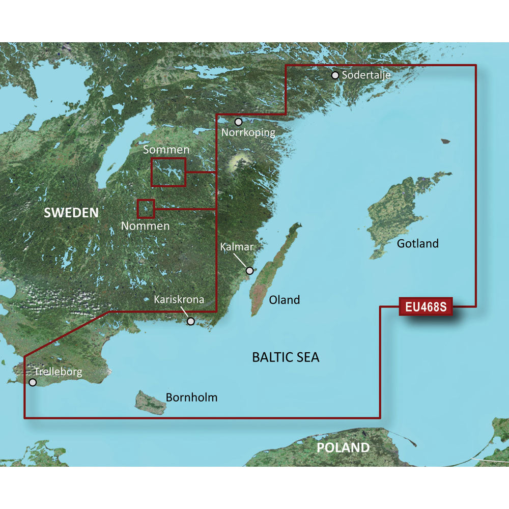 Garmin BlueChart g3 Vision HD Electronic Chart, VEU468S Södertälje to Trelleborg Coverage, Auto Guidance, 1 ft Contours, Satellite Imagery, 3D Views — Quality Boat Parts