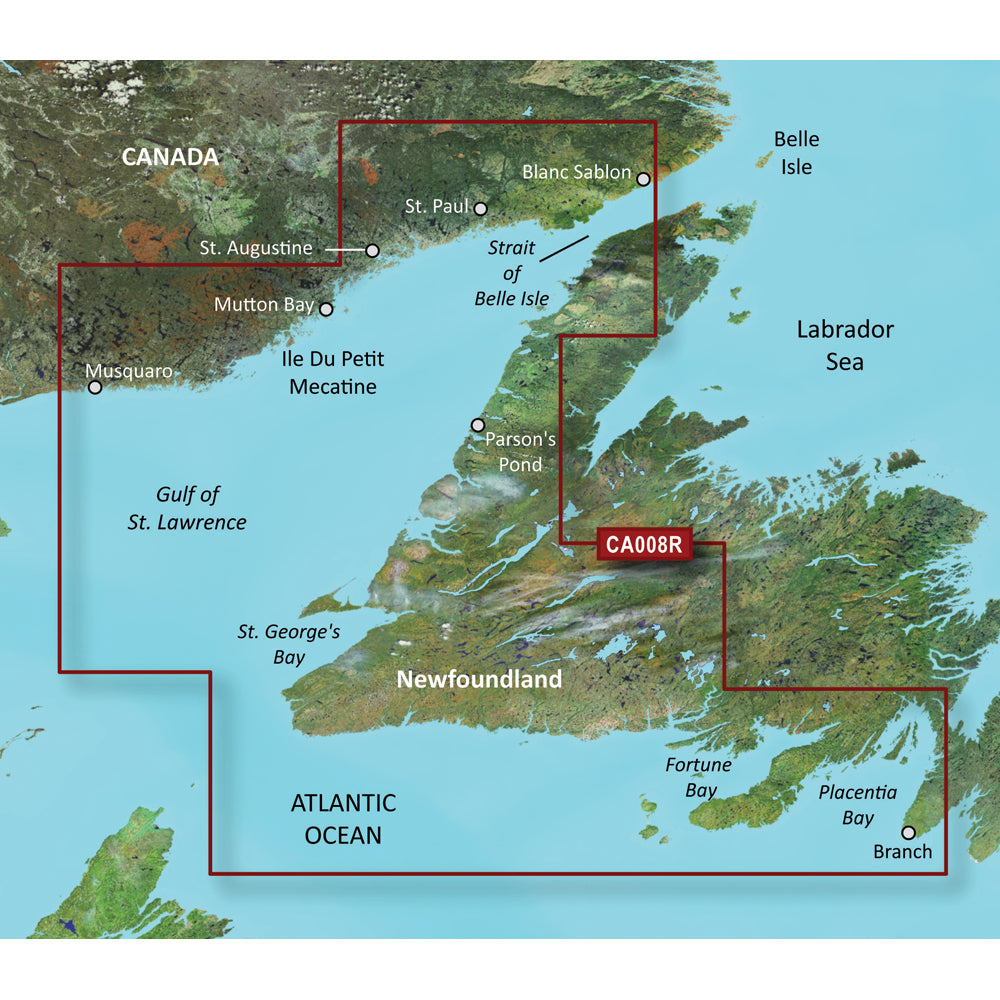 Garmin BlueChart g3 Vision Coastal Chart, VCA008R, Newfoundland West, Auto Guidance — Quality Boat Parts