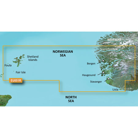 Garmin BlueChart VEU051R Marine Chart, Norway Lista to Sognefjorden, Auto Guidance — Quality Boat Parts